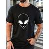 Alien Kopf Grafik Herren T-Shirt Sommer Lässig Kurzarm Rundhals Baumwolle T-Shirt Mode Streetwear Oberteil für den täglichen Gebrauch