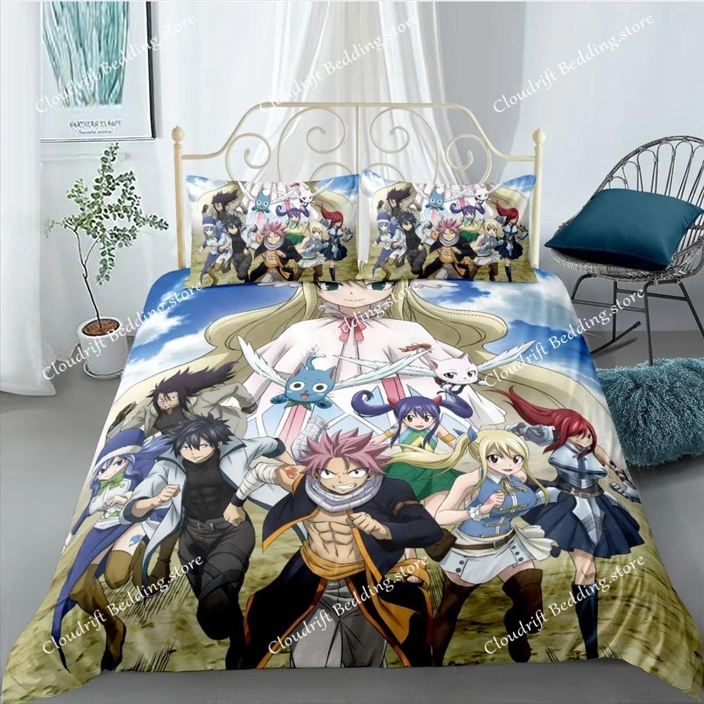 Anime Fairy Tail 3D Duvet Cover with Pillow Cover Bedding Set Single Double Twin Full Queen King Bed Set for Bedroom Decor