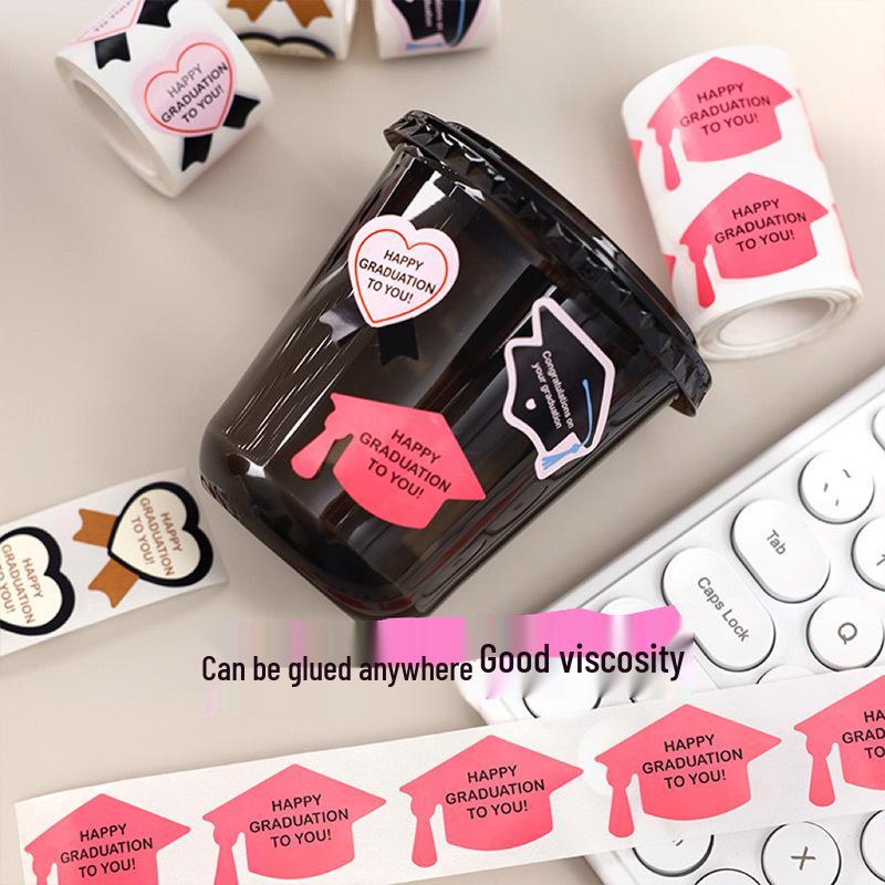 PhD Graduation Cap Blessing Sticker for Student Gifts, Bouquets, and Packaging