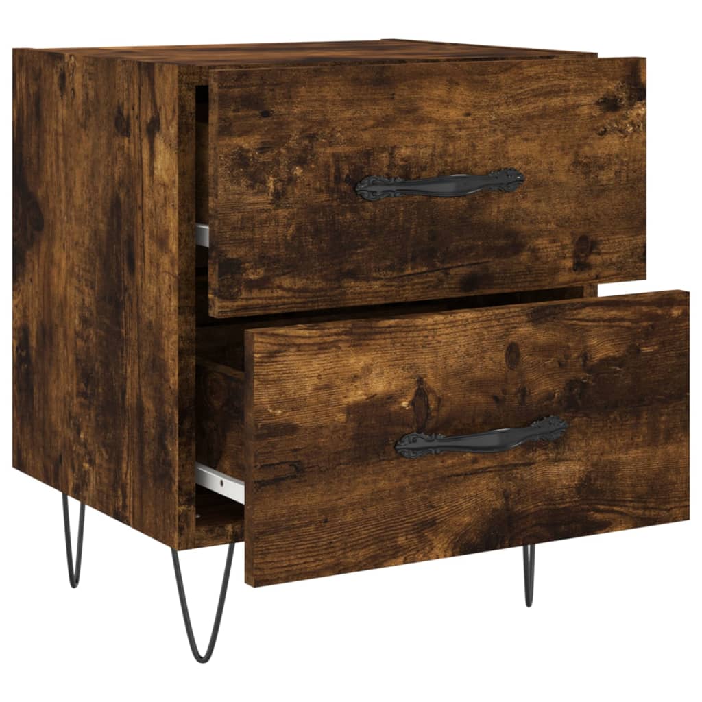 Nightstands (2 Pcs) Smoked Oak 40 X 35 X 47.5 Cm Engineered Wood