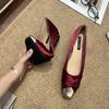 Gentle Fairy Style Single Shoes Spring 2025 French Temperament Elegant Satin Square Head Light Mouth Thick Heel High Heels Women