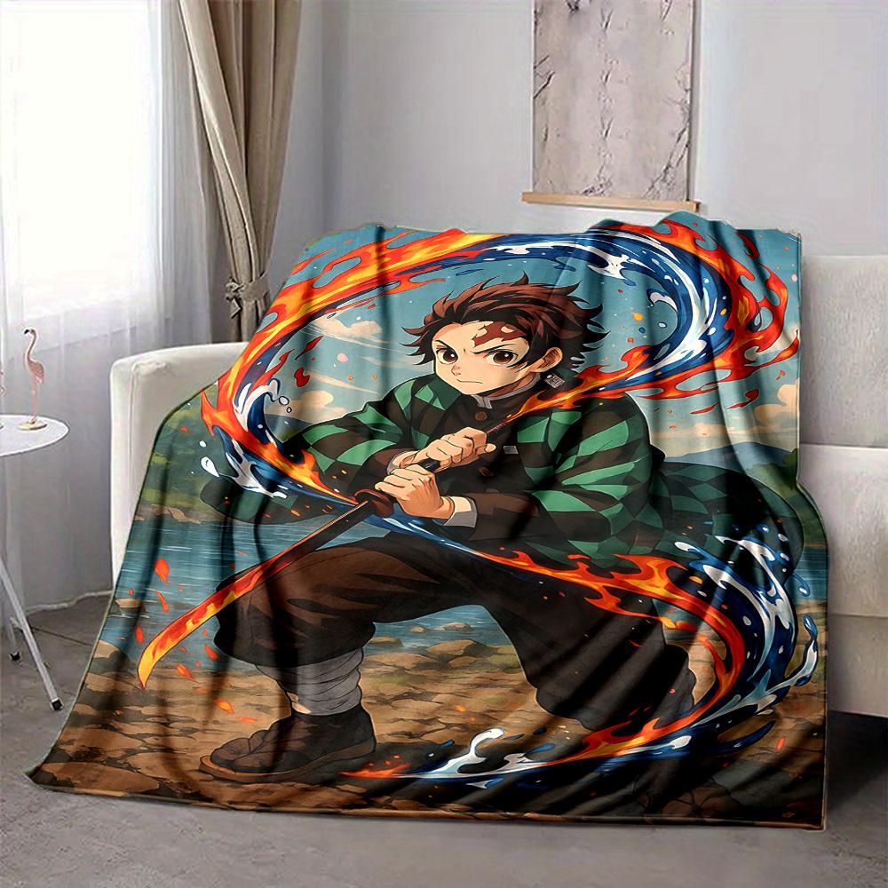 1pc Demon Slayer Soft & Warm Flannel Blanket, Multi-Purpose Throw Blanket for Couch, Sofa, Office, Bed, Camping, Travel 132