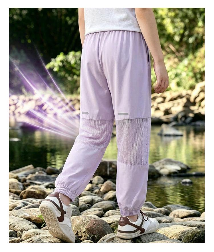 Girls' Quick-Dry Summer Joggers - Lightweight, Anti-Mosquito Ice Silk Pants for Older Kids