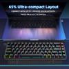 68 Keys Mechanical Keyboard Hot Swappable Red Switch RGB Backlit Wireless Wired BT 5.0 Black 3 Mode
