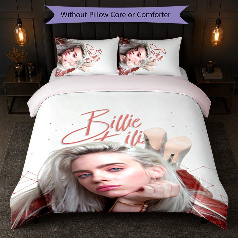 Billie Eilish Print 3Pcs Duvet Cover Set 1 Duvet Cover and 2 Pillowcases Soft Bed Linen For Household Bedroom