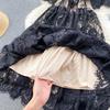French Sweet Style Y2K Long Dresse Women Vintage Flower Hollow Out Solid Dresses Party Lace High Waist Spring Summer Casual New Clothing