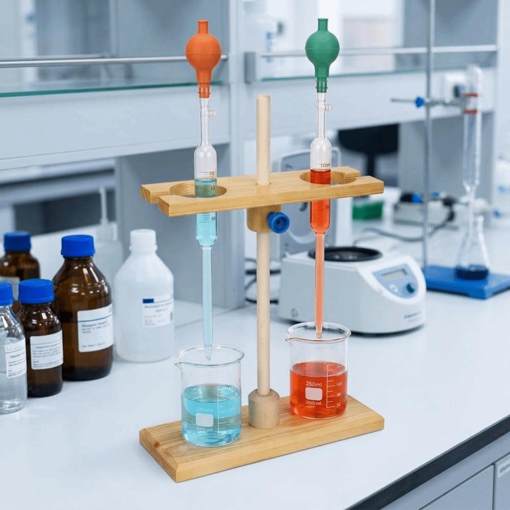 2 Hole Wood 2 Hole Funnel Rack 2 Hole Separatory Funnel Holder Funnel Stand Lab Analysis