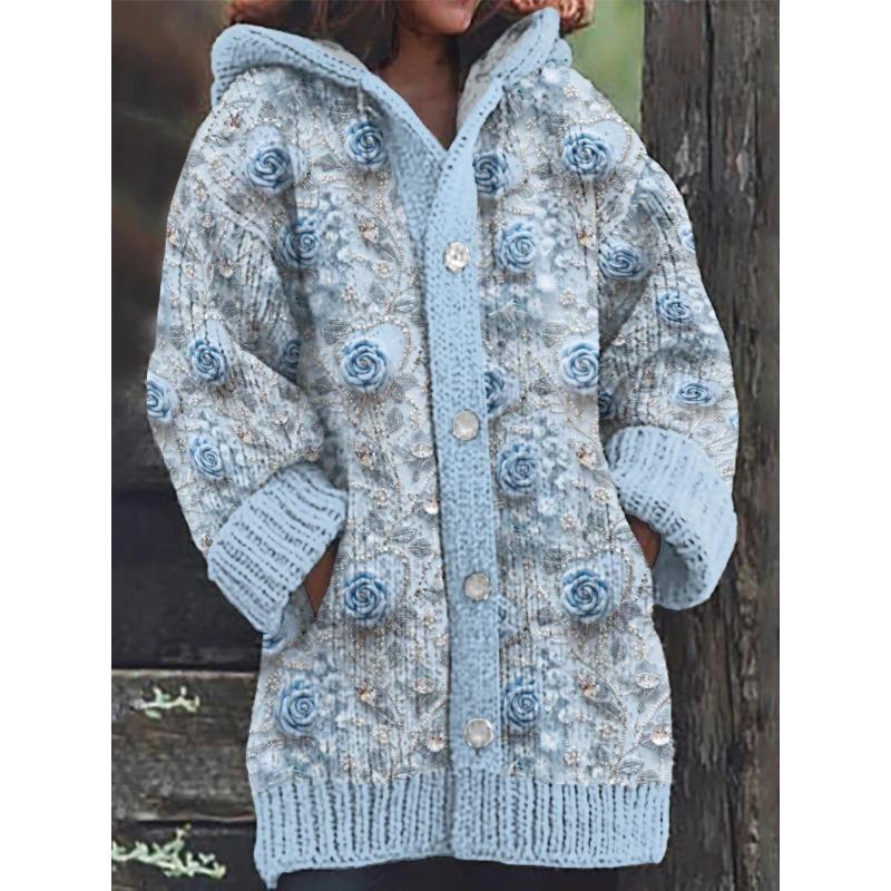 S-5XL for 2025 New 3D Printed Autumn and Winter Jacket Thickened Hooded Cardigan Sweater