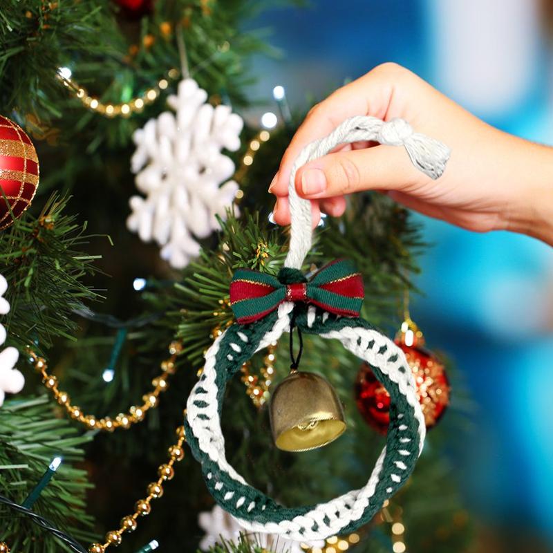 1 Set Festive Macrame Kit Xmas Party Red Green Handmade Christmas Ornament Set Walls