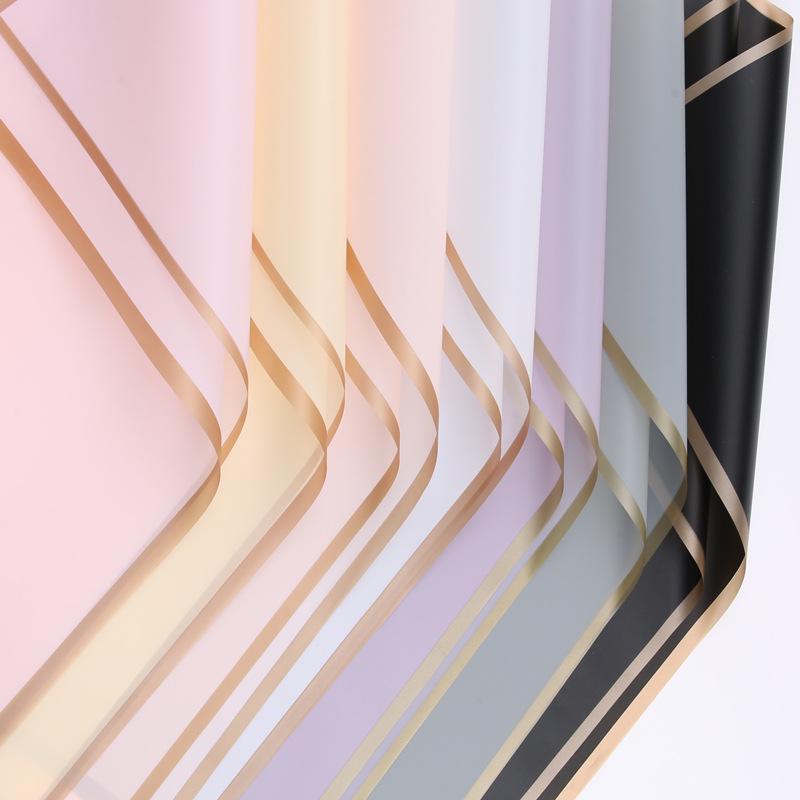 20Pcs Flower Wrapping Paper Golden Border Rose Korean Style Half Transparent Gifts Packing Paper Diy Bouquet Wrapping Material