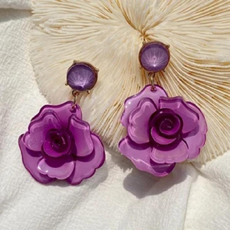 Classy Floral Drop Earrings Jewelry Sophisticated Rose Dangle Earrings Portable Drop Ear Studs for Various Occasions