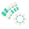 24 Pcs Green French Tip False Nail Flowers Press On Nail Solid Color Stick on Nail Manicures Supplies for Woman
