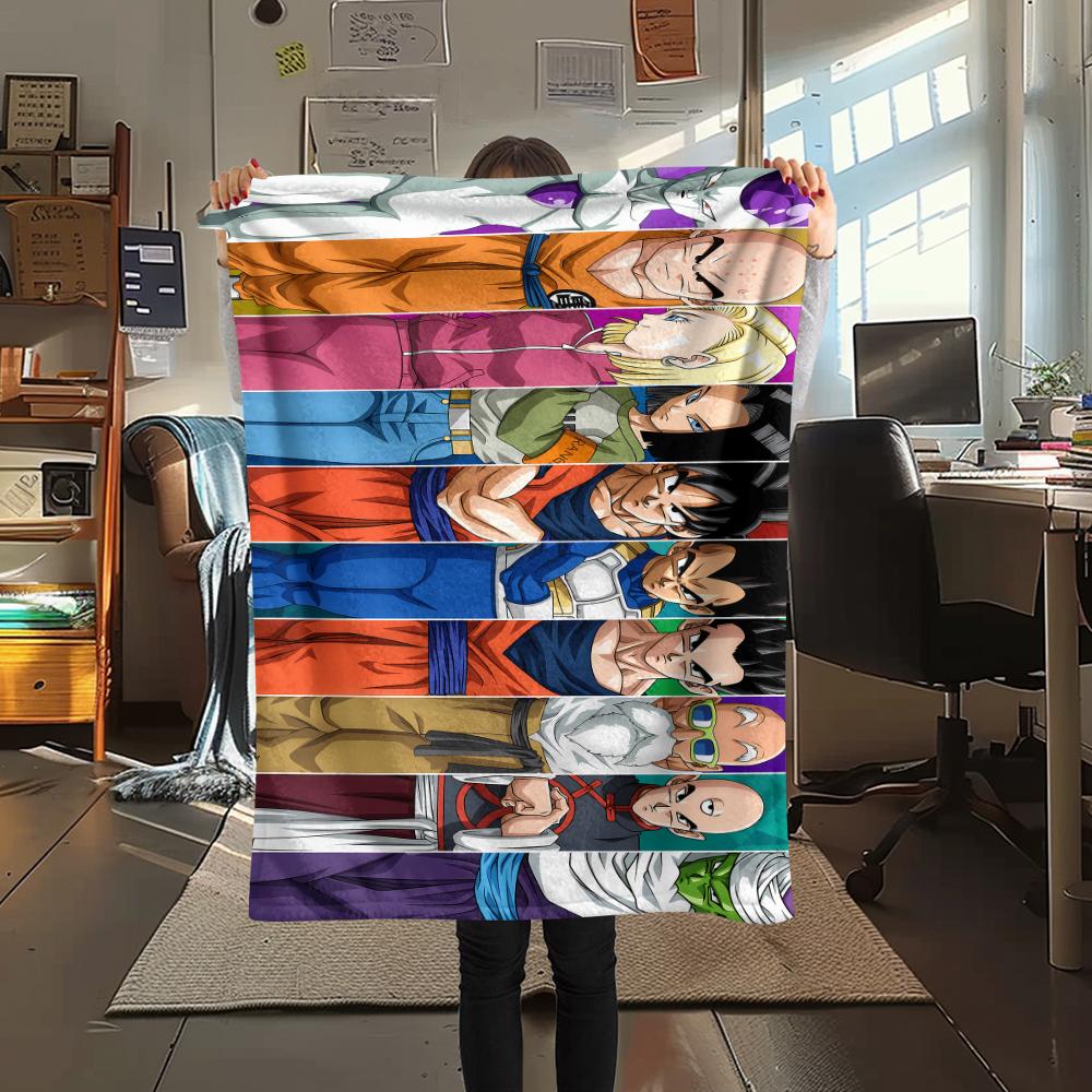 Coperta in Flanella con Stampa Personaggi Dragon Ball, Alta qualità Confortevole per Tutte le Stagioni, Arredamento per la Casa, Calore e Comfort, Perfetta per Regali di Natale