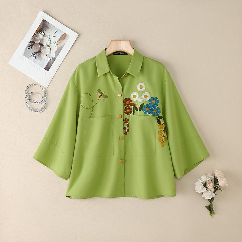 ZANZEA Women Casual Turn Down Collar Loose 3/4 Sleeve Floral Blouse