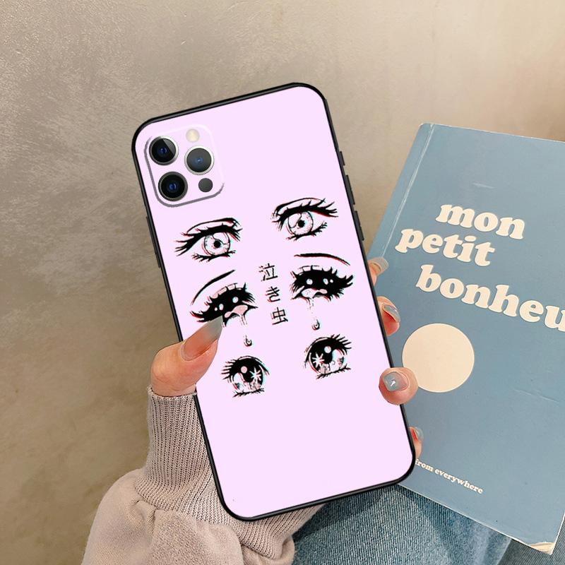 Sad Japanese Anime Aesthetic Case For iPhone 18 17 Air 13 16 15 11 12 14 Pro Max 13 mini XR 15 16 Plus 16e Back Cover Shell