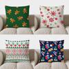 Home Decor Christmas-Themed Cushion Cover With Festive Icons Pattern Cushion Cover Suitable For Sofa Bedroom Car Pillow Cover