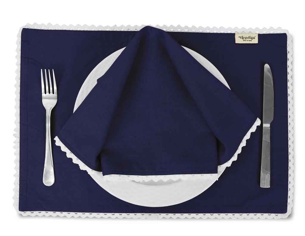 Vargottam Schwarz Einfarbig Heimdekor Waschbar Wendbar Spitze Essplatzsets Mit Servietten Set-Pack Von