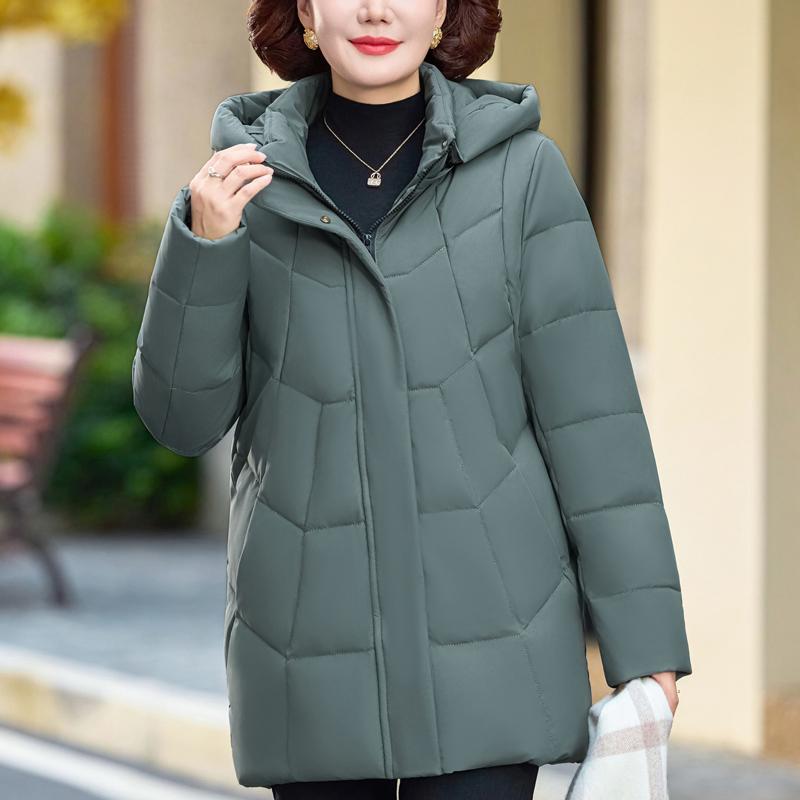 Plus Size XL-6XL Middle Age Women's Down Coats Winter Vintage Parkas Hooded Elegant Loose Thick Warm Down Jackets Woman Outerwears