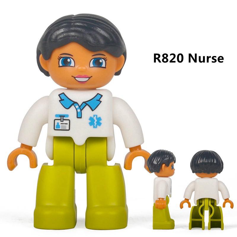 Duplo Action Figures Family Member Police Doctor Big Size Building Blocks Diy Education Kids Toys