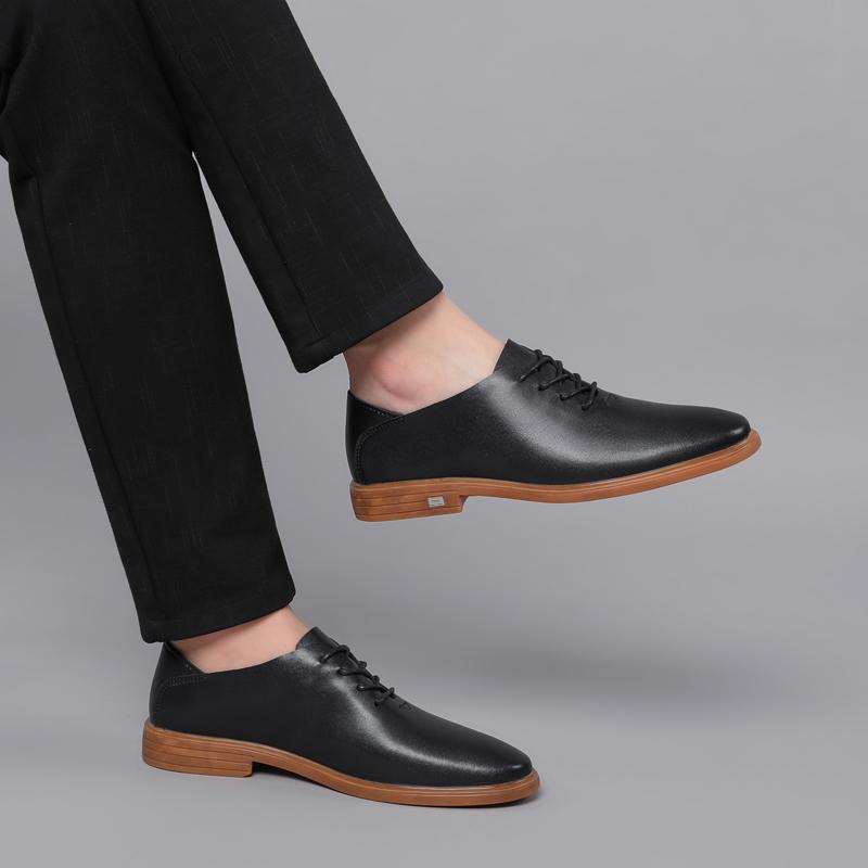 Fashion High End Brand Men's Leather Casual Shoes Retro Brown Men's Business Dress Shoes Office Commuting Men's Work Shoes Anti Slip