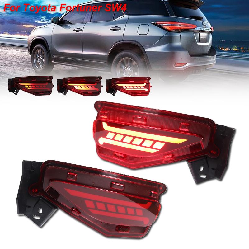 2PCS Car LED Rear Bumper Light For Toyota Fortuner SW4 2015 2016 2017 2018 2019 2020 Fog Lamp Brake Light Turn Signal lamp