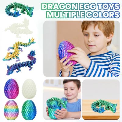 Set de 4 Huevos Impresos en 3D, Arte de Cristal Articulado Huevos Misteriosos Articulados, Set de Animales Sorpresa Impresos en 3D (Conjunto de 4)