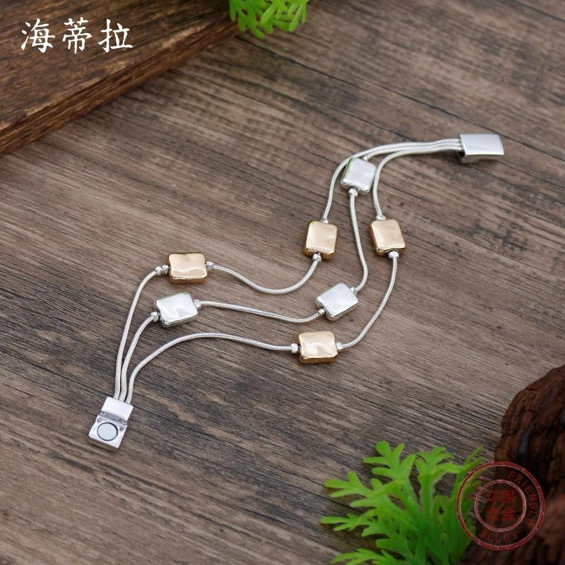 New square geometric snake bone chain magnetic bracelet men's and women's fashion simple and versatile square magnetic snake bone chain