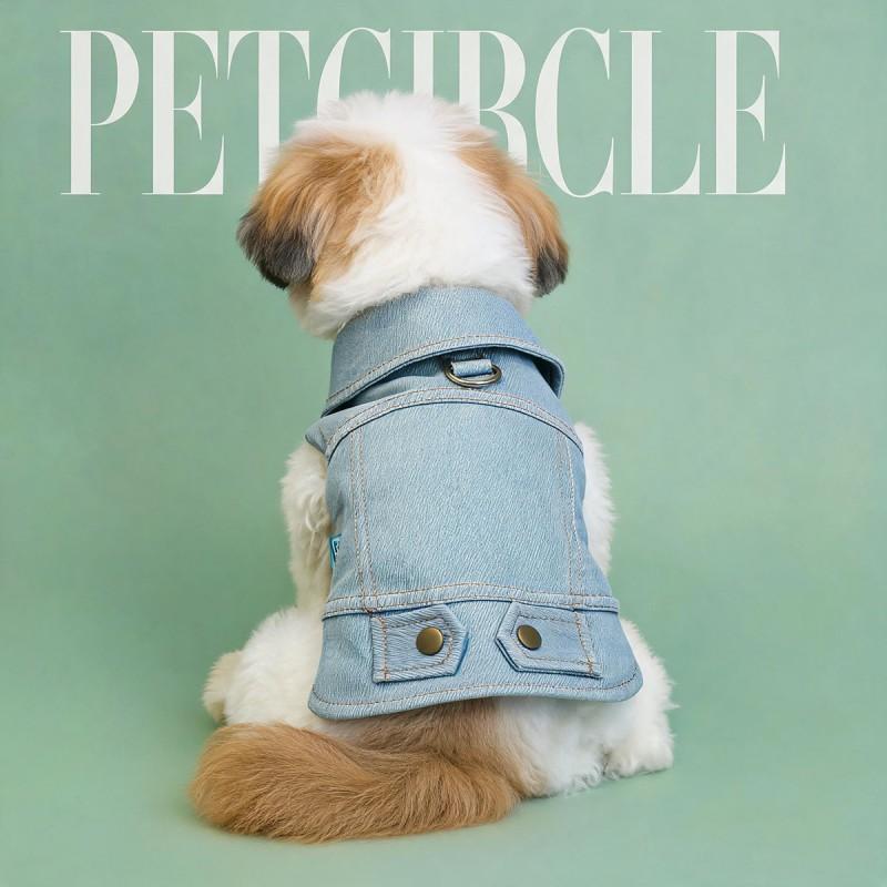 PETCIRCLE Dog Clothes Small Puppy Denim Jacket Harness Hole