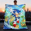 1pc Sonic, Speed Outdoor Personalized Flannel Blanket, Soft, Lightweight Personalized Flannel Blanket, Digital Printing,