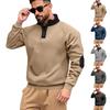 Men's Stand-up Collar Casual Sports Color Matching Zipper Embroidered Long-sleeved Henry Fashion Street Sweater