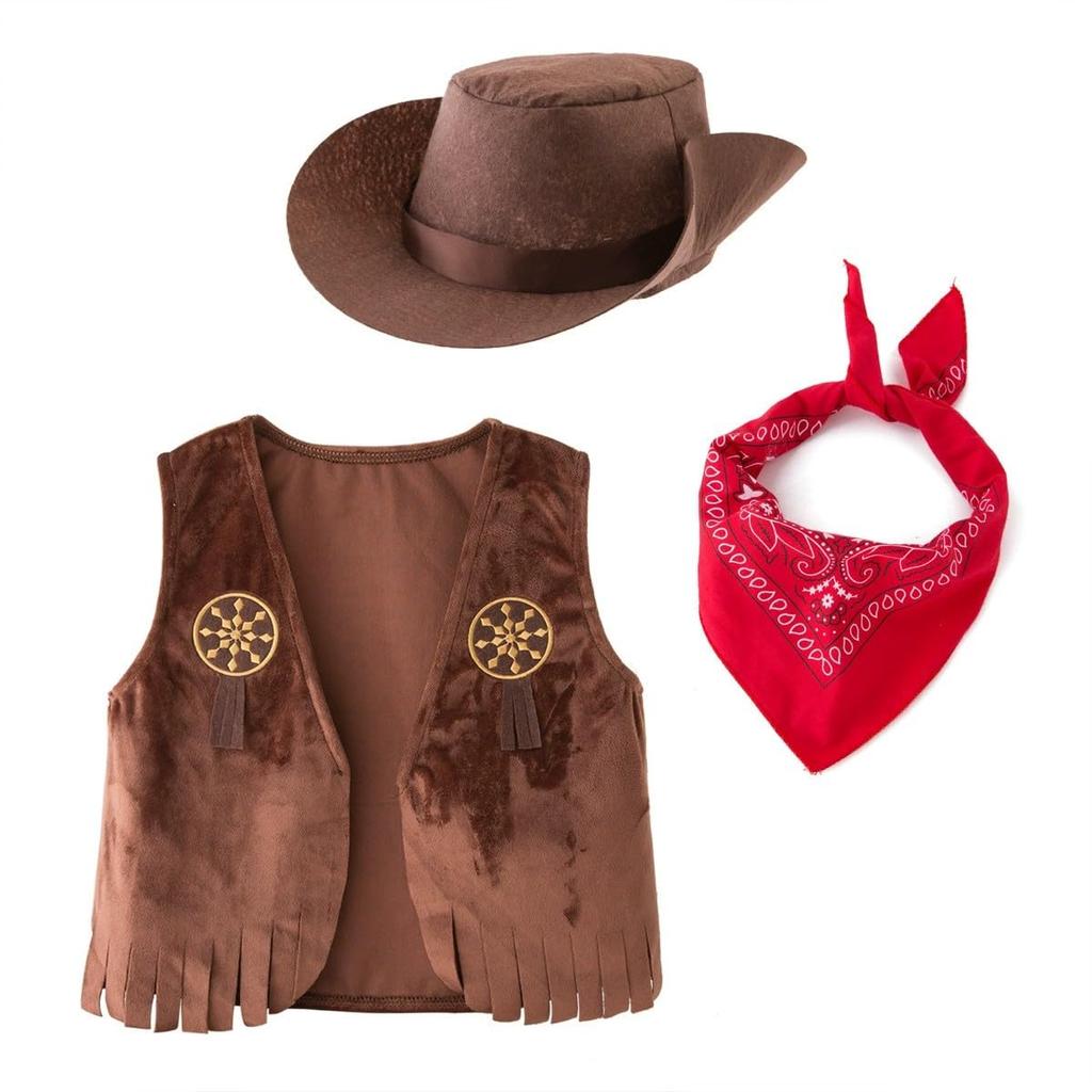 Cowboy and Cowgirl Costume Set Includes and Foldable Hat Perfect for Western Halloween School and 4 Styles [RUIXIA1] Kids' (2-Piece Set, 3-Piece Set)