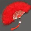 White Feather Fan Full Velvet Thickening Cheongsam Catwalk Folding Fan Yudi Boutique Night Shanghai Chinese Ancient Style Dancing Folding Fan Female