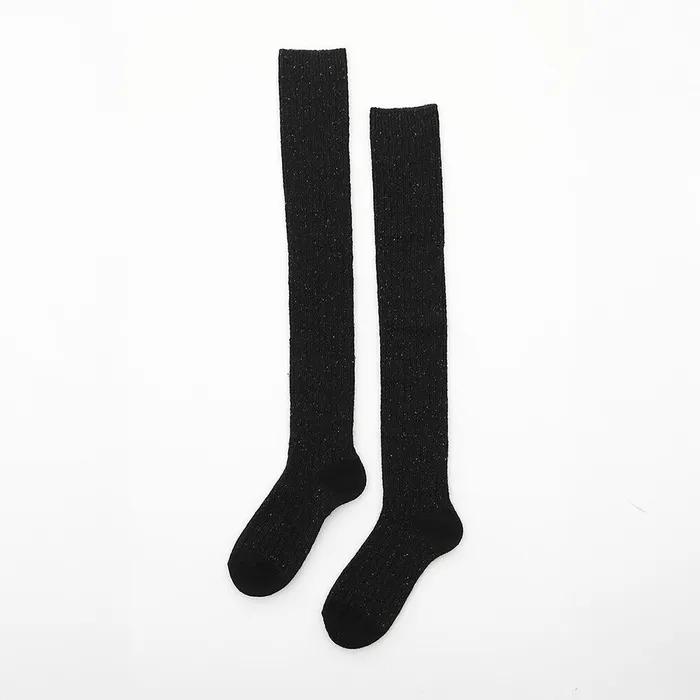 Popcorn thigh socks Black