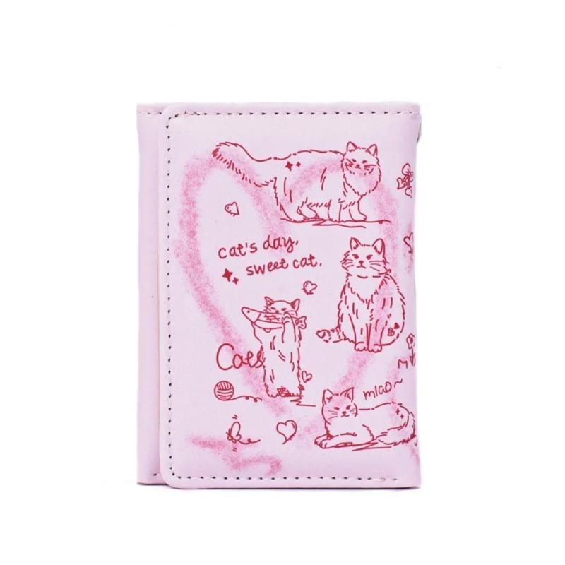 

Новые женские кошельки женские кожаные кошельки держатели карт граффити кошка портативный кошелек для монет большая вместительная денежная сумка розовый