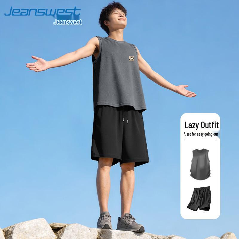 Jeanswest Men s Summer Ice Silk Vest T-Shirt Set XL