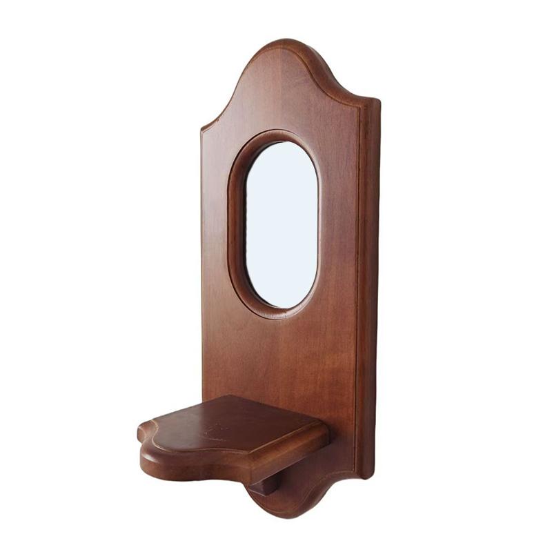 

Винтажное настенное зеркало с полкой, из массива дерева, подставка для ароматерапии, подсвечник, подвесной декор для кафе, декоративная настенная полка 2025 Новинка