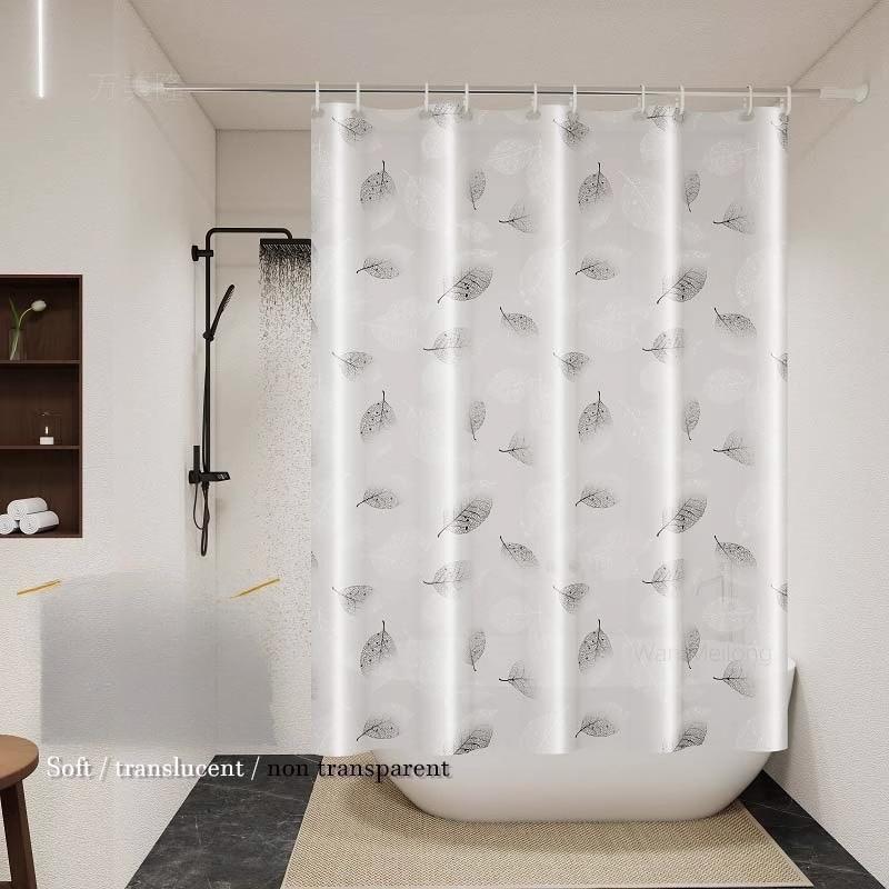 Transparent Waterproof Shower Curtain Bathroom Translucent Partition Curtain Easy Clean Wipe Mildew Proof Curtains with Hooks
