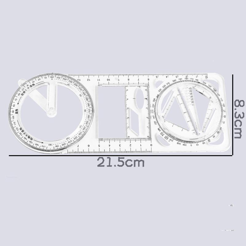 Multifunctional Ruler for School Students , Round Geometric Drawing Ruler
