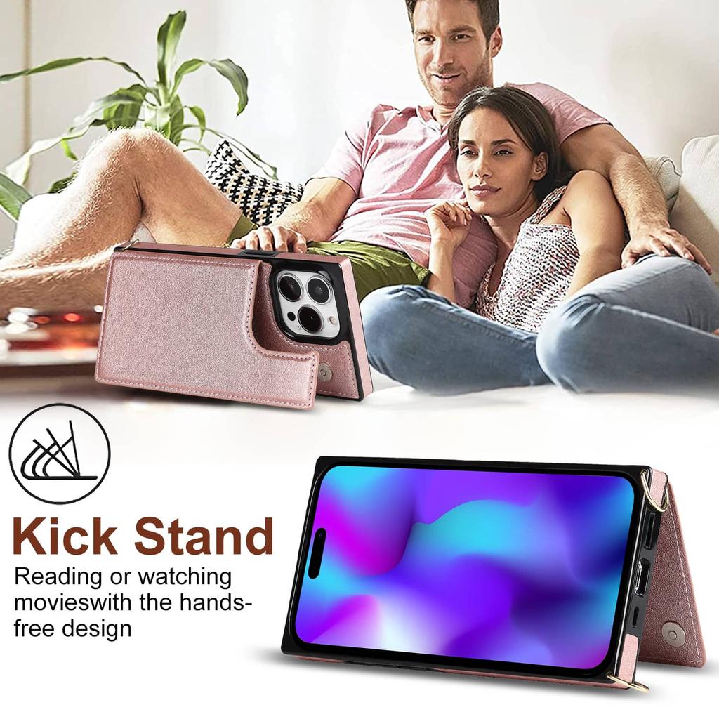 Crossbody Wallet Case for iPhone 14 13 12 11 Pro Max 13 Mini SE 2025 X XS Max XR with Card Slot Holder, Magnetic Flip Folio Case