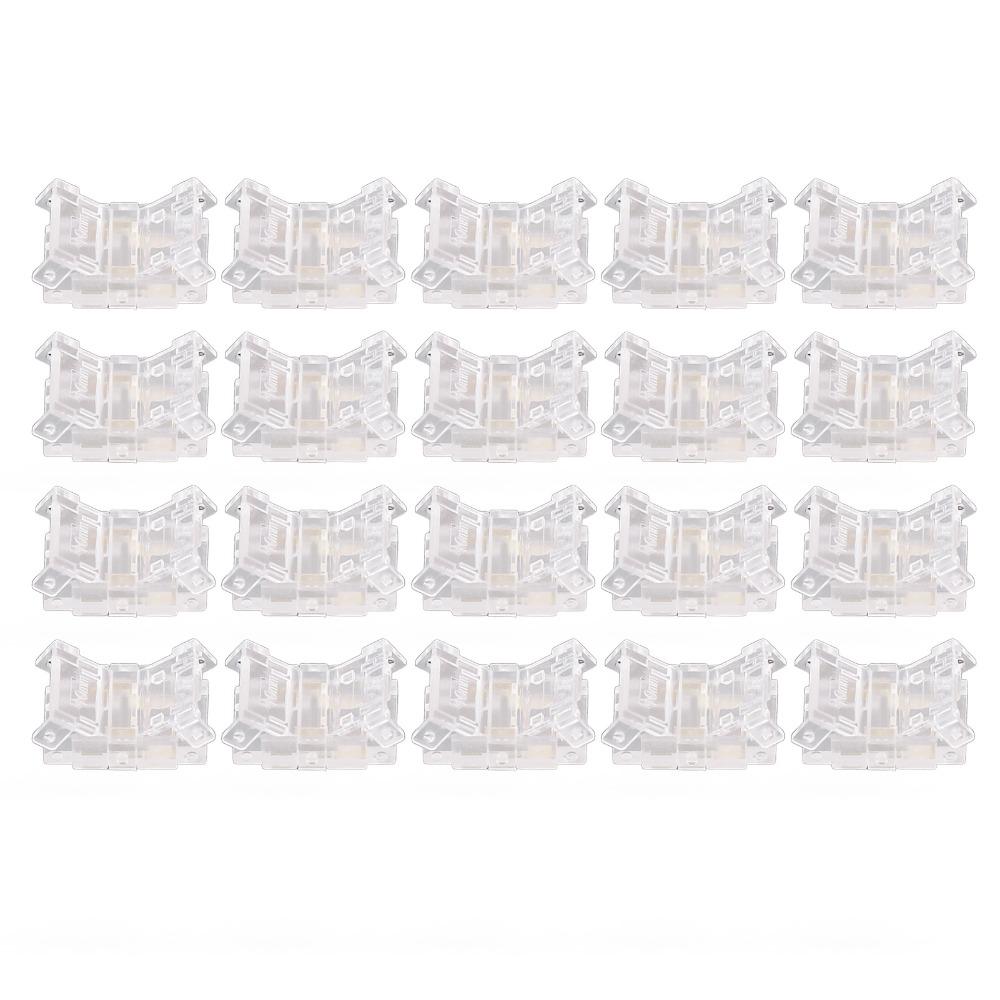 20pcs 2 Pin LED Strip Connectors COB Solderless LED Connectors Strip to Wire Adapter  For Office