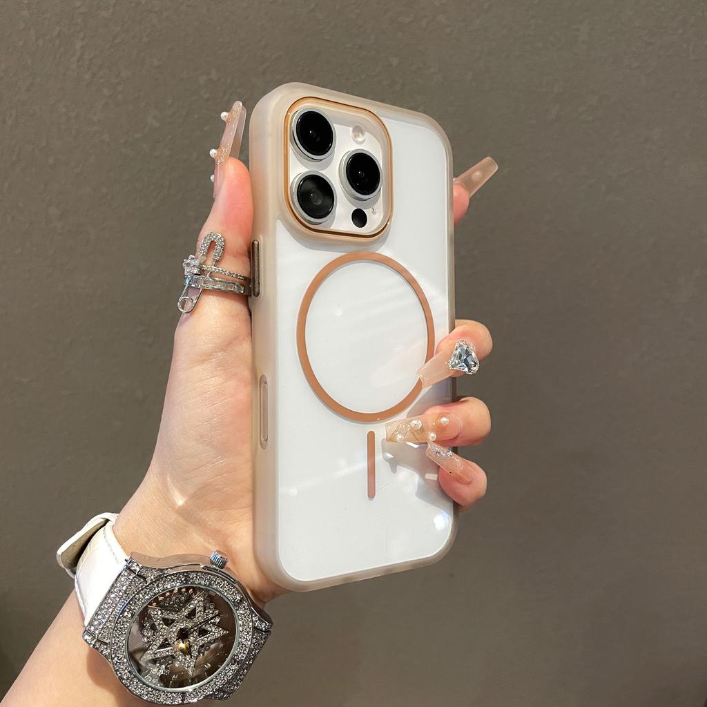 Transparent For Magsafe Case for iPhone 16 11 12 13 14 15 Pro Max Plus Shockproof Wireless Charging Simple Clear Phone Cover