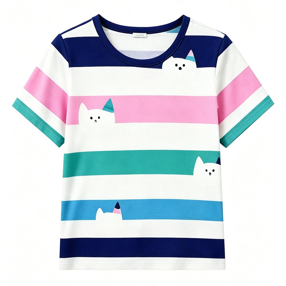Cartoon Cat Striped Suit Girls Gaby Cosplay Costume Top+Skirt+Bag+Glasses+Hairband Children Perform Clothing Halloween Carnival
