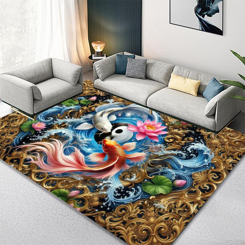 Yin Yang Koi Fish Carpet Rug for Living Room Bedroom Home Sofa Decoration,Kids play Non-slip Floor Mat