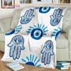Bule Evil Eye Blanket Hamsa Hand Psychedelic Blanket for Travel Bedding Chair Adult Lightweight Bohemian Style Blanket Tapestry