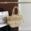 2025 New Desig Women Summer Handwoven Fashion Straw Handbags Lady Bohemia Retro Lace Rattan Tote Bag Travel Holiday Beach Bag
