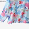 ZANZEA Women Casual Round Neck 3/4 Sleeve Summer Floral Blouse