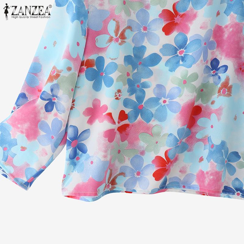 ZANZEA Women Casual Round Neck 3/4 Sleeve Summer Floral Blouse