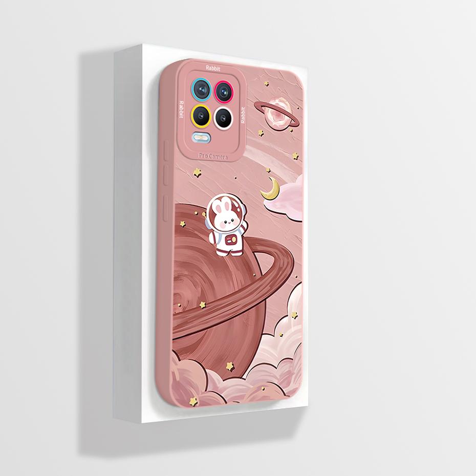 For Realme 8 Case Realme 8 5G Phone Case Realme 8i Case Realme 8 Pro 8s Aesthetic Cartoon Astronaut Square Shockproof Back Cover
