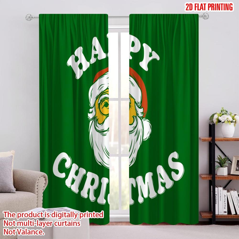 

2pcs,2D plane printing Curtain Popular Kindy Santa Claus Polyester (without rod) Home Decor for Bedroom, Living Room 52.50 × 116.00 cm 2 pcs