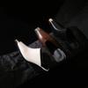 Fashion Women's New Summer Metal Headed Genuine Leather Cowhide High Heels Large Square Headed Retro Muller Slippers